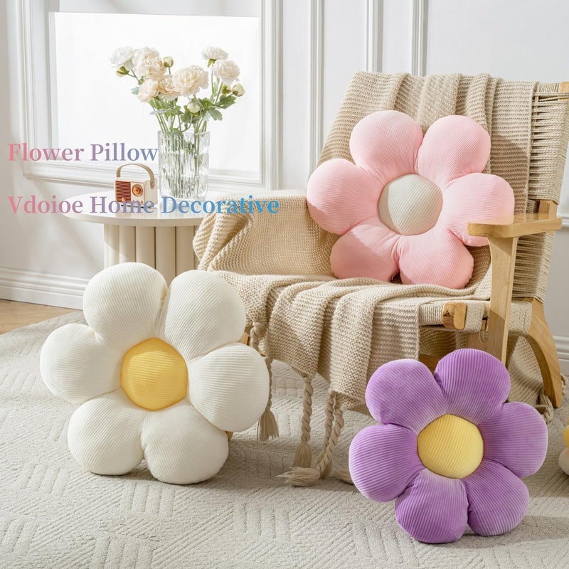 Vdoioe Flower Pillow, Cute Daisy Decorative Throw Pillow Cushion 15.75" White Home Decorative Pillows for Bed, Sofa, Couch - Image 3